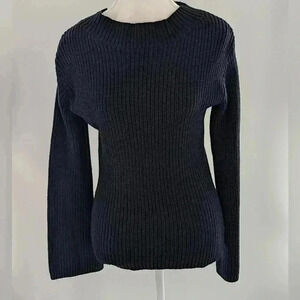 Poof New York Women's Size Large Black Wide Sleeve Open Back Sweater Shirt